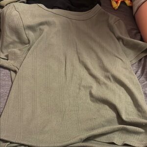 American Eagle Outfitters Sage Green Textured Tee